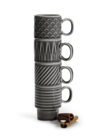 COFFEE & MORE, MULLED WINE/ESPRESSO CUP GREY 4-P  