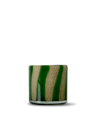 CANDLE HOLDER CALORE CURVE XS, GREEN/BEIGE BYON Front