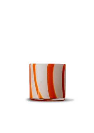 CANDLE HOLDER CALORE CURVE XS, ORANGE/WHITE BYON Front