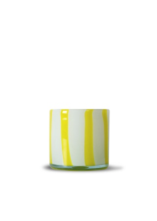 CANDLE HOLDER CALORE CURVE XS, YELLOW/WHITE BYON Front