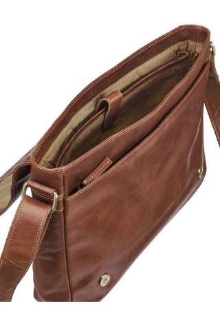 Taška přes rameno LEATHER LINE SHOULDERBAG COGNAC Side