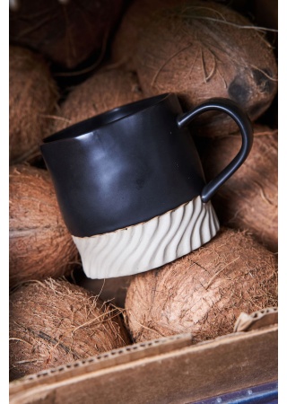 MUG SWIRL, BLACK/BEIGE  