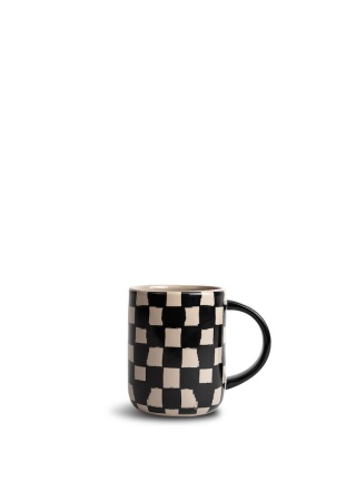 MUG LIZ CHECK, BLACK/BEIGE BYON Front