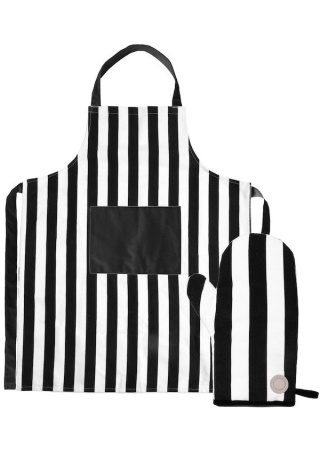 ARON APRON & BBQ GLOVE SET BLACK/BEIGE default 