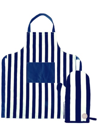 ARON APRON & BBQ GLOVE SET BLUE/BEIGE default 