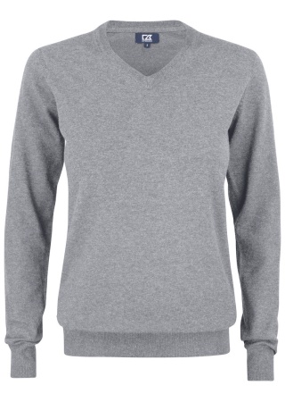 Dámský pletený svetr OAKVILLE V-NECK GREY MELANGE Front