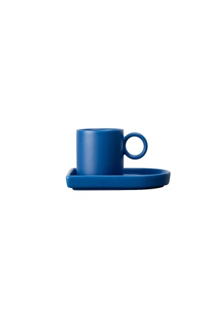 ESPRESSO CUP AND PLATE NIKI BLUE BYON Front